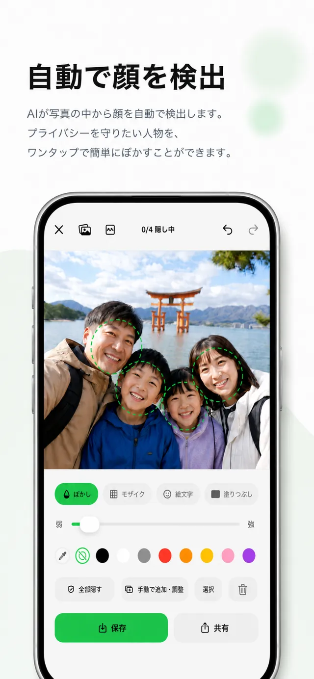 自動で顔を検出