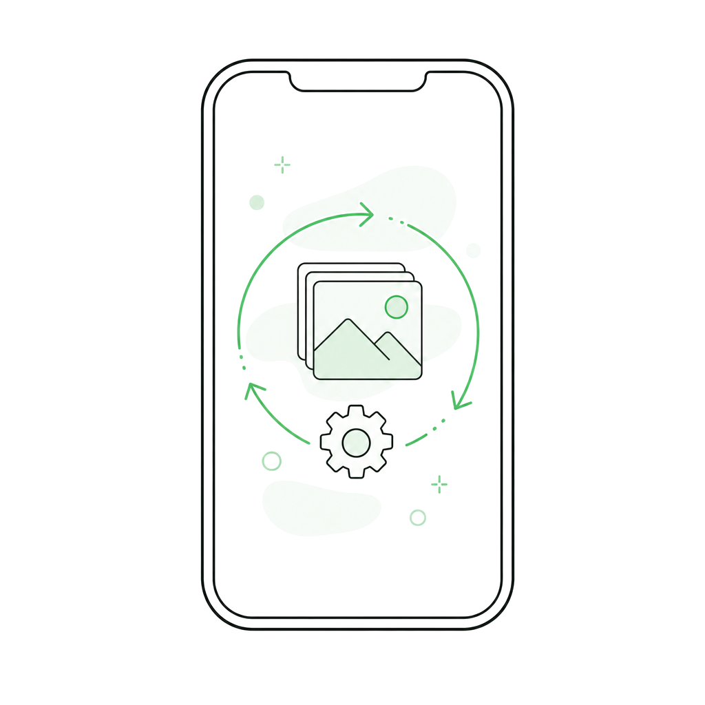 iPhone内で写真処理が完結するイラスト